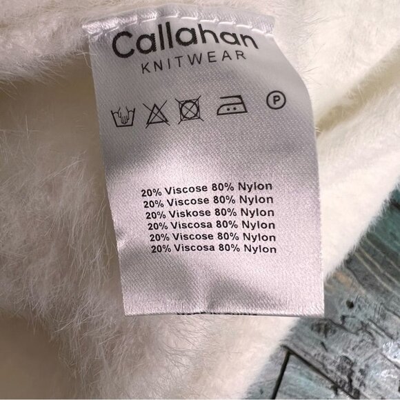 CALLAHAN Knitwear Cropped White Eyelash Balloon  Sleeve Sweater Size M - Picture 8 of 11